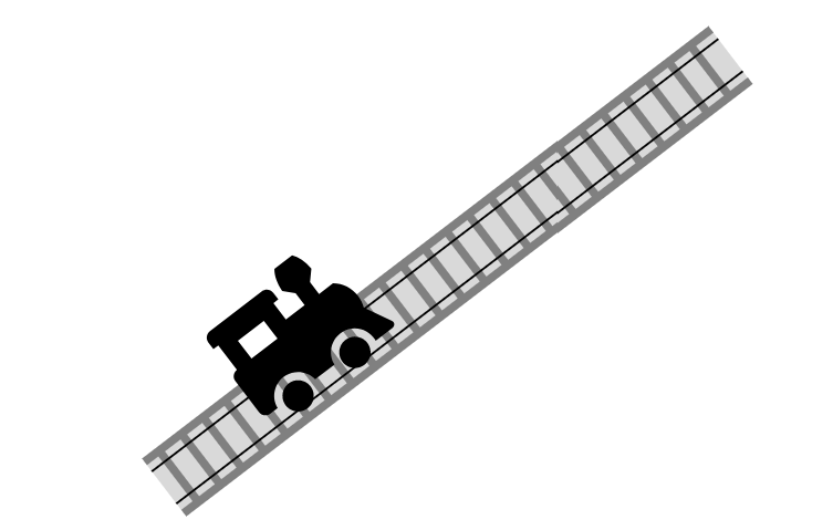Dessin d&rsquo;une locomotive sur des rails